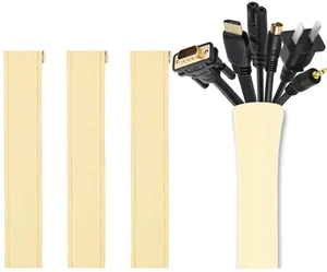 4 Pack Cable Management Sleeve, 19-20 Inches Cord Organizer System with Zipper for TV Computer Office Home Entertainment, Flexible Cable Sleeve Wrap Cover Wire Hider System -Beige 4 Pack Cable Management Sleeve, 19-20 Inches Cord Organizer System with Zipper for TV Computer Office Home Entertainment, Flexible Cable Sleeve Wrap Cover Wire Hider System -Beige