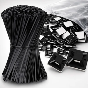 1 in Adhesive Zip Tie Mounts with 8 in Zip Ties, black 500 Sets Strong adhesive, 4-way routing for server racks, data centers, network closets, telecom cabinets and office cable management 1 in Adhesive Zip Tie Mounts with 8 in Zip Ties, black 500 Sets Strong adhesive, 4-way routing for server racks, data centers, network closets, telecom cabinets and office cable management
