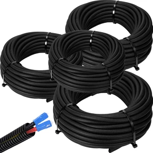 1/4, 3/8, 1/2, 3/4'' X 25 ft Split Wire Loom Cord Protector Tubing Split Conduit Protector Tubing Convoluted Tube Flexible Electrical Wire Cover Protective Sleeves(Black) 1/4, 3/8, 1/2, 3/4'' X 25 ft Split Wire Loom Cord Protector Tubing Split Conduit Protector Tubing Convoluted Tube Flexible Electrical Wire Cover Protective Sleeves(Black)