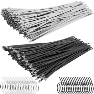 500PCS Metal Zip Ties, Silver Black 12 Inch Heavy Duty Metal Zip Ties, Multi-Purpose Self-Locking Cable Tie for Vehicles Farms Plants Fences Pipe Bundling 500PCS Metal Zip Ties, Silver Black 12 Inch Heavy Duty Metal Zip Ties, Multi-Purpose Self-Locking Cable Tie for Vehicles Farms Plants Fences Pipe Bundling