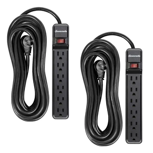 2-Pack Power Strip Surge Protector,25 Ft Extra Long Extension Cord, Low Profile Flat Plug,15 Amp Circuit Breaker, 500 Joules, Wall Mount, Black, UL Listed 2-Pack Power Strip Surge Protector,25 Ft Extra Long Extension Cord, Low Profile Flat Plug,15 Amp Circuit Breaker, 500 Joules, Wall Mount, Black, UL Listed