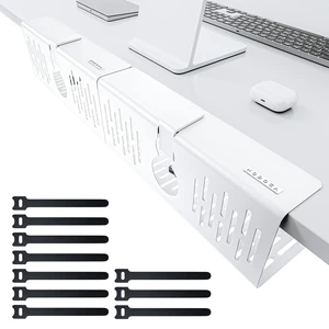 No Drill Under Desk Cable Management Tray, 14'' Wire Management, Punch-Free Clamp on, Metal Cable Tray, Wire Organizer Under Desk, Under Desk Basket for Office and Home, White(2 Packs) No Drill Under Desk Cable Management Tray, 14'' Wire Management, Punch-Free Clamp on, Metal Cable Tray, Wire Organizer Under Desk, Under Desk Basket for Office and Home, White(2 Packs)