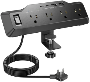Desk Clamp Power Strip Surge Protector with 4 Outlets,8-in-1 2 USB-C,2 USB-A Ports,20W Fast Charging,1800J Surge Protection,6 FT Flat Plug Cord,Fits Desks Up to 1.96 Inches, Black Desk Clamp Power Strip Surge Protector with 4 Outlets,8-in-1 2 USB-C,2 USB-A Ports,20W Fast Charging,1800J Surge Protection,6 FT Flat Plug Cord,Fits Desks Up to 1.96 Inches, Black