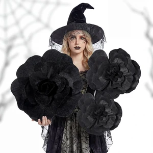3 Pcs Giant Black Artificial Flowers Roses Velvet, 12, 16, 20 Inch For Halloween Wedding Gothic Decor, Anniversary Birthday Centerpieces, Bulk Dark Theme Party Home Decoration Supplies 3 Pcs Giant Black Artificial Flowers Roses Velvet, 12, 16, 20 Inch For Halloween Wedding Gothic Decor, Anniversary Birthday Centerpieces, Bulk Dark Theme Party Home Decoration Supplies