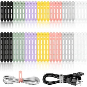 56Pcs Silicone Cable Ties Reusable, Multipurpose Cable Management Organizer, Adjustable Fastening Cable Straps with Locking Buckles, High Elasticity Cord Organizer, Travel Essentials 56Pcs Silicone Cable Ties Reusable, Multipurpose Cable Management Organizer, Adjustable Fastening Cable Straps with Locking Buckles, High Elasticity Cord Organizer, Travel Essentials