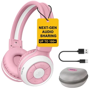 Manyshare Bluetooth Kids Headphones with Microphone for School,Pink Broadcast Audio to 100+ Headphones at Once. Wireless Kids Headphones with Mic for School, Travel, Tablets and Group Listening Manyshare Bluetooth Kids Headphones with Microphone for School,Pink Broadcast Audio to 100+ Headphones at Once. Wireless Kids Headphones with Mic for School, Travel, Tablets and Group Listening