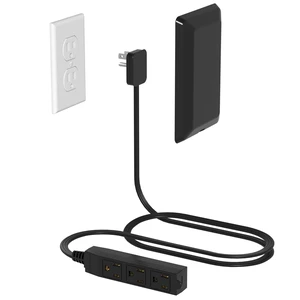 Flat Plug Power Strip, 3 AC Outlets, 3FT Ultra Thin Flat Extension Cord, Space-Saving Outlet Extender for Behind Furniture, Under Desks, Home Office & Dorm Rooms (Black 3ft) Flat Plug Power Strip, 3 AC Outlets, 3FT Ultra Thin Flat Extension Cord, Space-Saving Outlet Extender for Behind Furniture, Under Desks, Home Office & Dorm Rooms (Black 3ft)