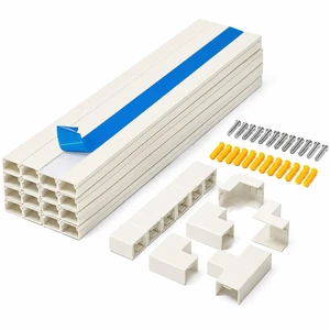 Cord Hider Kits, 252in Self Adhesive Paintable Cable Cover Raceways, TV Cable Hider for Ceiling, Home Office Wire Management on Wall, 16PCS X L15.75in W 0.94in H 0.55in Cord Hider Kits, 252in Self Adhesive Paintable Cable Cover Raceways, TV Cable Hider for Ceiling, Home Office Wire Management on Wall, 16PCS X L15.75in W 0.94in H 0.55in