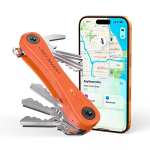 KeySmart iPro - Finder Locator with Sound, Keychain Holder, Apple Find My App Compatible, Organizer, Compact Clutter-Free Chain Tracker, Rechargeable Battery (Up to 14 Keys, Orange) KeySmart iPro - Finder Locator with Sound, Keychain Holder, Apple Find My App Compatible, Organizer, Compact Clutter-Free Chain Tracker, Rechargeable Battery (Up to 14 Keys, Orange)