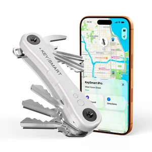 KeySmart iPro - Finder Locator with Sound, Keychain Holder, Apple Find My App Compatible, Organizer, Compact Clutter-Free Chain Tracker, Rechargeable Battery (Up to 14 Keys, White) KeySmart iPro - Finder Locator with Sound, Keychain Holder, Apple Find My App Compatible, Organizer, Compact Clutter-Free Chain Tracker, Rechargeable Battery (Up to 14 Keys, White)