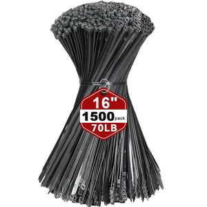 16 Inch Black Nylon Zip Ties, 1500 Pack Self-Locking 70lb Tensile UV Resistant Construction, HeavyDuty Performance, Suitable For Both Indoor And Outdoor Securing Applications 16 Inch Black Nylon Zip Ties, 1500 Pack Self-Locking 70lb Tensile UV Resistant Construction, HeavyDuty Performance, Suitable For Both Indoor And Outdoor Securing Applications