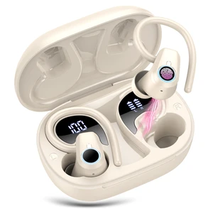 Wireless Earbuds, 2026 Bluetooth Headphones 5.3 Sport, 50H Ear buds with Earhooks, Dual LED Display, Bluetooth Earbuds, Bass Stereo Noise Cancelling Headphones, IP7 Waterproof Earphones, Off White Wireless Earbuds, 2026 Bluetooth Headphones 5.3 Sport, 50H Ear buds with Earhooks, Dual LED Display, Bluetooth Earbuds, Bass Stereo Noise Cancelling Headphones, IP7 Waterproof Earphones, Off White