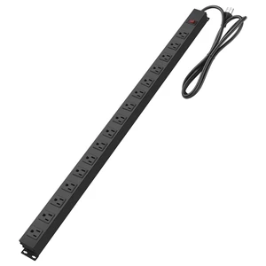 Metal Wall Mount Power Strip, Mountable Power Outlet, Aluminum Alloy Mount Power Socket with Switch, 6 FT SJT 3/C 14AWG Power Cord, 15A 125V 1875W (16 Outlet) Metal Wall Mount Power Strip, Mountable Power Outlet, Aluminum Alloy Mount Power Socket with Switch, 6 FT SJT 3/C 14AWG Power Cord, 15A 125V 1875W (16 Outlet)