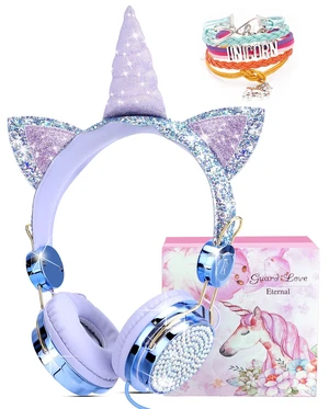 Unicorn Kids Wired Headphones with Mic, 3.5mm Jack, On Ear Kids headphones with cord, adjustable headband for girls, children, teens, school, birthday, Xmas unicorn gifts Unicorn Kids Wired Headphones with Mic, 3.5mm Jack, On Ear Kids headphones with cord, adjustable headband for girls, children, teens, school, birthday, Xmas unicorn gifts