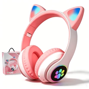 Cat Ear Bluetooth Headphones for Kids & Adults, Wireless Foldable & Wired Multi-Function LED Light Up Over Ear Headphones with Mic and Volume Control for iPhone/iPad/Laptop/PC (White 2) Cat Ear Bluetooth Headphones for Kids & Adults, Wireless Foldable & Wired Multi-Function LED Light Up Over Ear Headphones with Mic and Volume Control for iPhone/iPad/Laptop/PC (White 2)