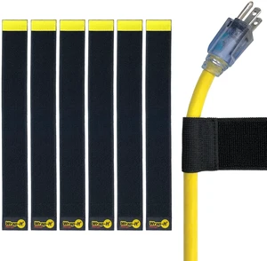 Selfie Straps by, 16-inch (6-Pack), Black Stretchy Hook and Loop Cord Organizer that Stays Attached to Cord for Electrical Cable Management and Organization Selfie Straps by, 16-inch (6-Pack), Black Stretchy Hook and Loop Cord Organizer that Stays Attached to Cord for Electrical Cable Management and Organization