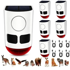 Solar Motion Sensor Alarm Outdoor Dog Barking Alarm 4 Mode 129dB Loud Sound Noise Maker IP65 Waterproof Motion Detector with Strobe Light for Yard Farm Garden 6 Pack Solar Motion Sensor Alarm Outdoor Dog Barking Alarm 4 Mode 129dB Loud Sound Noise Maker IP65 Waterproof Motion Detector with Strobe Light for Yard Farm Garden 6 Pack