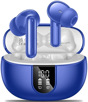 Wireless Earbuds, 2024 Wireless Headphones HiFi Stereo Earphones with 4 ENC Noise Canceling Mic, 42Hs Playtime In Ear Earbud, Bluetooth 5.3 Sport Earphones with LED Power Display for Android iOS Blue Wireless Earbuds, 2024 Wireless Headphones HiFi Stereo Earphones with 4 ENC Noise Canceling Mic, 42Hs Playtime In Ear Earbud, Bluetooth 5.3 Sport Earphones with LED Power Display for Android iOS Blue