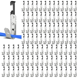 100 Pcs Galvanized Steel J Hooks, 3/4 Inch Cable J Hook Bat Wings Wall Mounted Cable Support J-Hooks for Hanging, J Hooks for Cable Management 100 Pcs Galvanized Steel J Hooks, 3/4 Inch Cable J Hook Bat Wings Wall Mounted Cable Support J-Hooks for Hanging, J Hooks for Cable Management
