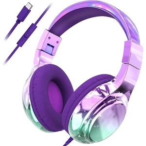 USB C Kids Wired Headphones with Mic, 85/94dB Safe Volume Limit Kids headphones with cord, foldable on-ear fit, tangle-free, sharing port for school, Chromebook, tablet, travel, boys girls USB C Kids Wired Headphones with Mic, 85/94dB Safe Volume Limit Kids headphones with cord, foldable on-ear fit, tangle-free, sharing port for school, Chromebook, tablet, travel, boys girls