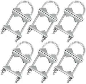 Double Antenna Mast Clamp V Jaw Block with U Bolts, Heavy Duty Mast to Mast Mount Bracket Kit for Outdoor Antenna 6 Sets Double Antenna Mast Clamp V Jaw Block with U Bolts, Heavy Duty Mast to Mast Mount Bracket Kit for Outdoor Antenna 6 Sets