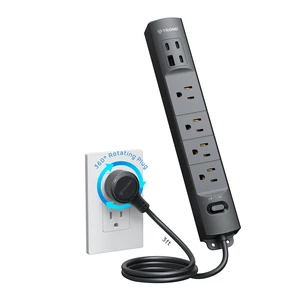 Wall Mount Surge Protector Power Strip with 360 Rotating Plug, 3 ft 4 AC, 3 USB-C & 1 USB-A, 1440J, 13A/1625W, Fit Home Office Dorm Room Under Desk Cable Management Tray, ETL Listed, Black Wall Mount Surge Protector Power Strip with 360 Rotating Plug, 3 ft 4 AC, 3 USB-C & 1 USB-A, 1440J, 13A/1625W, Fit Home Office Dorm Room Under Desk Cable Management Tray, ETL Listed, Black