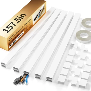 157.5in Cord Hider for 3-4 Wires on Wall, W1.18in H0.67in, White TV Cord Covers, Large TV Cable Hider, Paintable Cable Raceway, 10pcs x L15.75in 157.5in Cord Hider for 3-4 Wires on Wall, W1.18in H0.67in, White TV Cord Covers, Large TV Cable Hider, Paintable Cable Raceway, 10pcs x L15.75in