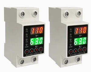 Voltage Protector 110V 220V, 63A Adjustable Smart Circuit Breaker(2PCS) Real-time voltage & current display, High/Low Voltage Cutoff and Overcurrent Protection Voltage Protector 110V 220V, 63A Adjustable Smart Circuit Breaker(2PCS) Real-time voltage & current display, High/Low Voltage Cutoff and Overcurrent Protection