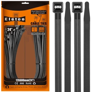 24 Inch Zip Ties Heavy Duty 120 Pack Black Long Cable Ties 500 LBS Extra Strong, UV Resistant Cable Ties, Weatherproof, Self-Locking for Indoor and Outdoor 24 Inch Zip Ties Heavy Duty 120 Pack Black Long Cable Ties 500 LBS Extra Strong, UV Resistant Cable Ties, Weatherproof, Self-Locking for Indoor and Outdoor