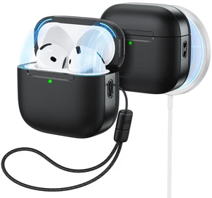for AirPods 5/4 Gen Case, Compatible with MagSafe, Pulse Series, Black Compatible With AirPods 5/4 (USB-C), Magnetic Lid, Full Drop Protection, Lanyard, Clear LED Indicator for AirPods 5/4 Gen Case, Compatible with MagSafe, Pulse Series, Black Compatible With AirPods 5/4 (USB-C), Magnetic Lid, Full Drop Protection, Lanyard, Clear LED Indicator