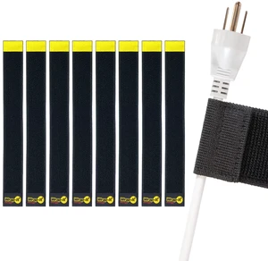 Selfie Straps by, 12-inch (8-Pack), Black Stretchy Hook and Loop Cord Organizer that Stays Attached to Cord for Electrical Cable Management and Organization Selfie Straps by, 12-inch (8-Pack), Black Stretchy Hook and Loop Cord Organizer that Stays Attached to Cord for Electrical Cable Management and Organization