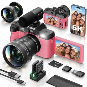 NBD 5K 64MP Digital Cameras for Photography with Dual-Lens WiFi Vlogging Point and Shoot Camera Kit for Beginners,with 180° Flip Screen,16X Zoom,32GB Card,2 Batteries(PINK) NBD 5K 64MP Digital Cameras for Photography with Dual-Lens WiFi Vlogging Point and Shoot Camera Kit for Beginners,with 180° Flip Screen,16X Zoom,32GB Card,2 Batteries(PINK)