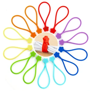 Silicone Magnetic Cable Ties by, Reusable, 14 Pack, 7 Colors Tame Cord Clutter with Star-Shaped Ties - Strong Magnets, Soft Silicone, Won't Mark Cables, Even Stick as Fridge Magnets Silicone Magnetic Cable Ties by, Reusable, 14 Pack, 7 Colors Tame Cord Clutter with Star-Shaped Ties - Strong Magnets, Soft Silicone, Won't Mark Cables, Even Stick as Fridge Magnets