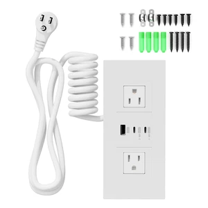 Recessed Drawer Outlet Kit with PD 20W Charging, 3 USB and 2 AC Outlets Clutter-Free Furniture Power Strip with 1 USB-A and 2 USB-C Ports, 12 Amp AC Outlets, 7.2 ft Cord, Spring Cable, White Recessed Drawer Outlet Kit with PD 20W Charging, 3 USB and 2 AC Outlets Clutter-Free Furniture Power Strip with 1 USB-A and 2 USB-C Ports, 12 Amp AC Outlets, 7.2 ft Cord, Spring Cable, White
