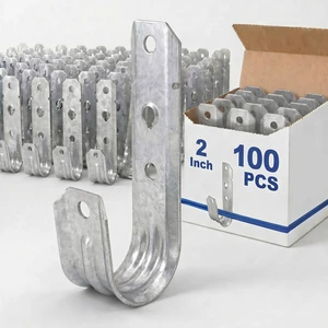 100 J Hooks for Hanging Heavy Duty J Hooks, 2 Inch Galvanized Steel Cable Support, Wall Mount Cable J Hooks for Wire Management, Ul Certification, G60, Wire Arrangement 100 J Hooks for Hanging Heavy Duty J Hooks, 2 Inch Galvanized Steel Cable Support, Wall Mount Cable J Hooks for Wire Management, Ul Certification, G60, Wire Arrangement