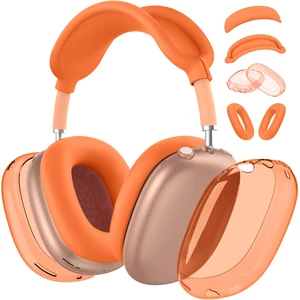 for AirPods Max 2 & AirPods Max Case Cover, Orange Ear Pad Case Cover/Ear Cups Cover/Headband Cover for Apple AirPods Max 2&1, Clear TPU Transparent and Silicone Accessories for AirPods Max 2 & AirPods Max Case Cover, Orange Ear Pad Case Cover/Ear Cups Cover/Headband Cover for Apple AirPods Max 2&1, Clear TPU Transparent and Silicone Accessories