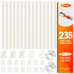 236in Cord Hider, One-Wire Cord Covers for Wires on Wall, Easy-to-Install Cable Hiders for Mounted Tv, Cable Management Kit, Cable Raceways, W0.59 H0.4in, Beige 236in Cord Hider, One-Wire Cord Covers for Wires on Wall, Easy-to-Install Cable Hiders for Mounted Tv, Cable Management Kit, Cable Raceways, W0.59 H0.4in, Beige