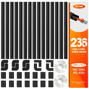 236in Cord Hider, One-Wire Cord Covers for Wires on Wall, Easy-to-Install Cable Hiders for Mounted Tv, Cable Management Kit, Cable Raceways, W0.59 H0.4in, Black 236in Cord Hider, One-Wire Cord Covers for Wires on Wall, Easy-to-Install Cable Hiders for Mounted Tv, Cable Management Kit, Cable Raceways, W0.59 H0.4in, Black
