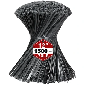 12 Inch Black Nylon Zip Ties, 1500 Pack Self-Locking 70lb Tensile UV Resistant Construction, HeavyDuty Performance, Suitable For Both Indoor And Outdoor Securing Applications 12 Inch Black Nylon Zip Ties, 1500 Pack Self-Locking 70lb Tensile UV Resistant Construction, HeavyDuty Performance, Suitable For Both Indoor And Outdoor Securing Applications