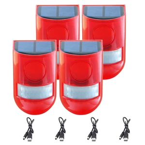 Solar Sound & Light Alarm Outdoor Motion Sensor 129db Siren Sound Alert & 6LEDs Flash Warning Security Alarm System for Farm,Villa,Home,Yard,Barn 4 Pack Solar Sound & Light Alarm Outdoor Motion Sensor 129db Siren Sound Alert & 6LEDs Flash Warning Security Alarm System for Farm,Villa,Home,Yard,Barn 4 Pack