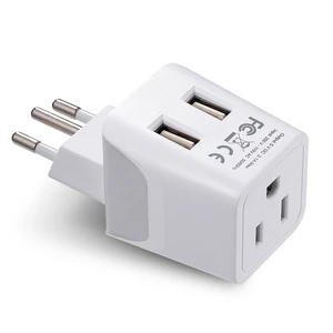 Brazil Travel Adapter Plug With Dual USB - USA Input - Type N - Ultra Compact - Perfect for Cell Phones, Laptop, Camera Chargers, iWatch and More (CTU-11C) Brazil Travel Adapter Plug With Dual USB - USA Input - Type N - Ultra Compact - Perfect for Cell Phones, Laptop, Camera Chargers, iWatch and More (CTU-11C)