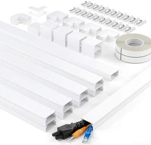 157.5in Cord Hider for 2-3 Wires on Wall, W0.94in H0.55in, White TV Cord Covers, Medium TV Cable Hider, Paintable Cable Raceway, 10pcs x L15.75in 157.5in Cord Hider for 2-3 Wires on Wall, W0.94in H0.55in, White TV Cord Covers, Medium TV Cable Hider, Paintable Cable Raceway, 10pcs x L15.75in
