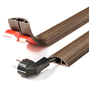 5-ft Floor Cord Cover, Self-Adhesive Cable Covers for Wires, Sandalwood Wood-Grain Power Cord Protector, Premium Grade PVC Extension Cord Cover to Avoid Tripping, 1.18" (W) x 0.39" (H) 5-ft Floor Cord Cover, Self-Adhesive Cable Covers for Wires, Sandalwood Wood-Grain Power Cord Protector, Premium Grade PVC Extension Cord Cover to Avoid Tripping, 1.18" (W) x 0.39" (H)