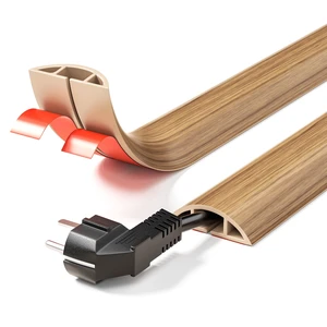 5-ft Floor Cord Cover, Self-Adhesive Cable Covers for Wires, Yellow Oak Wood-Grain Power Cord Protector, Premium Grade PVC Extension Cord Cover to Avoid Tripping, 1.18" (W) x 0.39" (H) 5-ft Floor Cord Cover, Self-Adhesive Cable Covers for Wires, Yellow Oak Wood-Grain Power Cord Protector, Premium Grade PVC Extension Cord Cover to Avoid Tripping, 1.18" (W) x 0.39" (H)