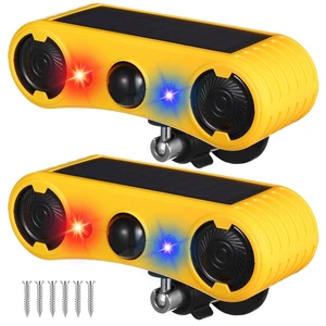 2 Pack Solar Motion Sensor Alarm 129db Motion Detector Noise Maker 13 Sound Detector Strobe Light, 4 Modes Animal Deterrent Dog Barking Alarm, Mount on Ground Fence Wall Garden 2 Pack Solar Motion Sensor Alarm 129db Motion Detector Noise Maker 13 Sound Detector Strobe Light, 4 Modes Animal Deterrent Dog Barking Alarm, Mount on Ground Fence Wall Garden
