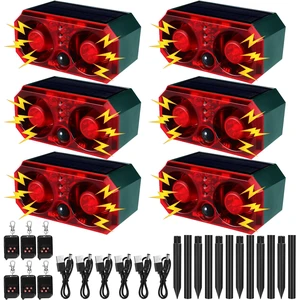 6 Pcs Solar Outdoor Motion Sensor Alarm with Stake Dog Barking Sensor 13 Sound 130db Loud Noise Maker 4 Mode with USB Remote Control Support Recording Volume Adjustment 6 Pcs Solar Outdoor Motion Sensor Alarm with Stake Dog Barking Sensor 13 Sound 130db Loud Noise Maker 4 Mode with USB Remote Control Support Recording Volume Adjustment