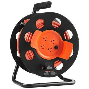 100 FT Retractable Extension Cord Reel with 4 Outlets & Heavy Duty 14AWG SJTOW Power Cord Cable, Portable Handle and Safety Overload Circuit Breaker, for Outdoor Indoor Toolshed Garage Use 100 FT Retractable Extension Cord Reel with 4 Outlets & Heavy Duty 14AWG SJTOW Power Cord Cable, Portable Handle and Safety Overload Circuit Breaker, for Outdoor Indoor Toolshed Garage Use