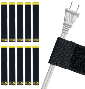 Selfie Straps by, 9-inch (10-Pack), Black Stretchy Hook and Loop Cord Organizer that Stays Attached to Cord for Electrical Cable Management and Organization Selfie Straps by, 9-inch (10-Pack), Black Stretchy Hook and Loop Cord Organizer that Stays Attached to Cord for Electrical Cable Management and Organization