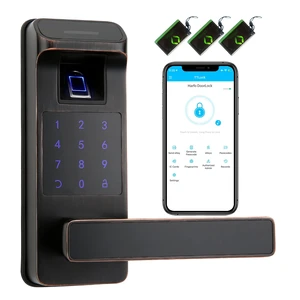Smart Door Lock, Heavy Duty 5 in 1 Keyless Entry Door Lock, Full App Control Digital Keypad Lock, Reversible Handle with Fingerprints and Passcodes for Family/Office/Apartment (Aged Bronze) Smart Door Lock, Heavy Duty 5 in 1 Keyless Entry Door Lock, Full App Control Digital Keypad Lock, Reversible Handle with Fingerprints and Passcodes for Family/Office/Apartment (Aged Bronze)