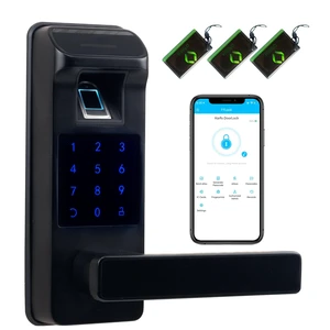 Smart Door Lock, Heavy Duty 5 in 1 Keyless Entry Door Lock, Full App Digital Keypad Lock, Reversible Handle with Fingerprints and Passcodes for Family/Office/Apartment (Black) Smart Door Lock, Heavy Duty 5 in 1 Keyless Entry Door Lock, Full App Digital Keypad Lock, Reversible Handle with Fingerprints and Passcodes for Family/Office/Apartment (Black)